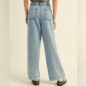 Miou Muse Washed Denim Trousers Wide Leg Jeans High Rise NWT Medium